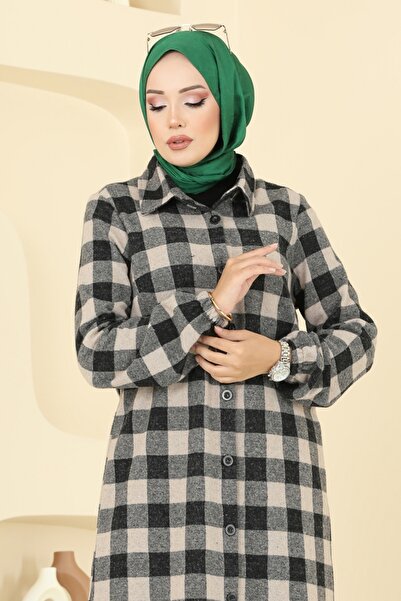 ModaMerve Gömlek Yaka Ekose Tunik 3062KTR750-MS Desen3 Vizyon