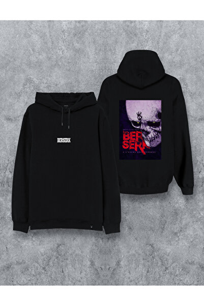 MODA Berserk με τύπωμα Μαύρο φούτερ με κουκούλα με κουκούλα