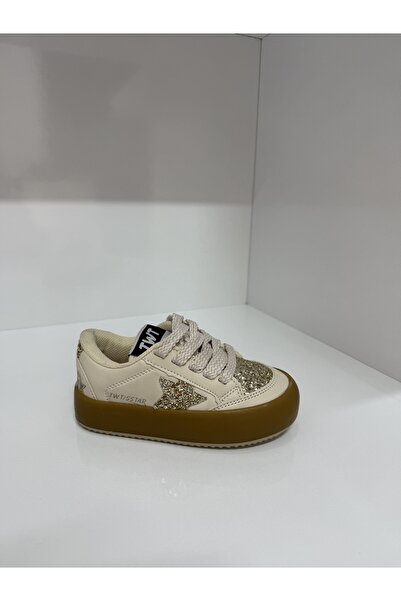 Tiwittoys Kız Çocuk Gold Detaylı Bağcıklı Cırtlı Günlük Spor Ayakkabı