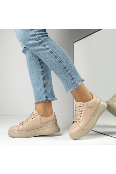 Modlet.ro Sneakerși bej din piele naturală pentru femei MOD12056