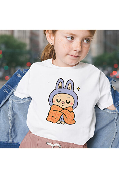 OEM Tricou copii unisex alb cu imprimeu Labubu, 100% bumbac, alb, 874