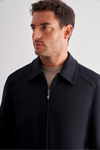 İmza Koyu Lacivert Gömlek Yaka Casual Slim Fit Esnek Mont 1007255122