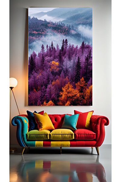 özkacar MOR AĞAÇLAR V1 Tablou pe pânză pentru decorarea casei, perete, salon,...