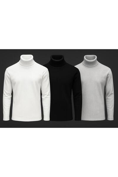 BYBÜLENT Fisherman Turtleneck 3-Piece Pack Thin Camisole Knitwear Bady Sweate...