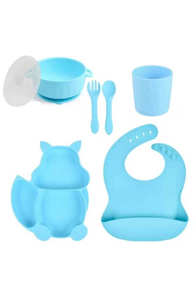 Denn Store Set hranire din silicon pentru copii – 6 piese, din silicon BPA fr...