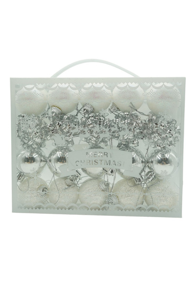 Toolsy Set de 20 de ornamente pentru brad de Crăciun, Flippy, tip glob, alb/a...