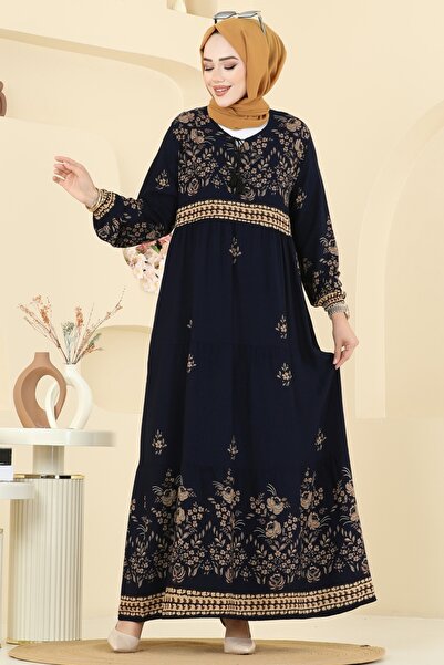 ModaMerve Yakası Bağcıklı Viskon Elbise 5013ERK1158-MS Laci