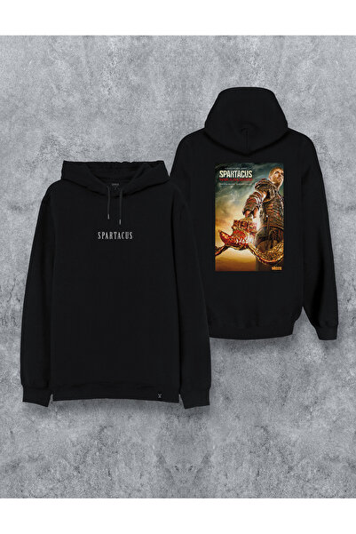 MODA هوديي سبارتاكوس مطبوع باللون الأسود