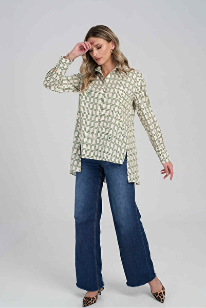 Couture de Marie Women's casual shirt with modern geometric print – Petra