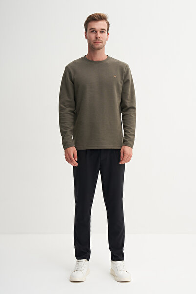 Cazador Премиум суитшърт с вафелна текстура от памучна смес, с редовна кройка - 53190