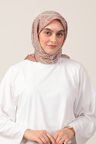 ipekistanbul Eșarfă din mătase de bumbac - Motiv iarbă - Camel