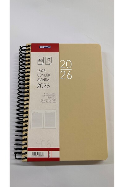 Gıpta Agenda 2026 hardcover daily lined white agenda 17x24 agenda 406-sek