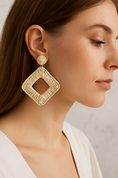 Glithe أقراط القش كريم المرأة