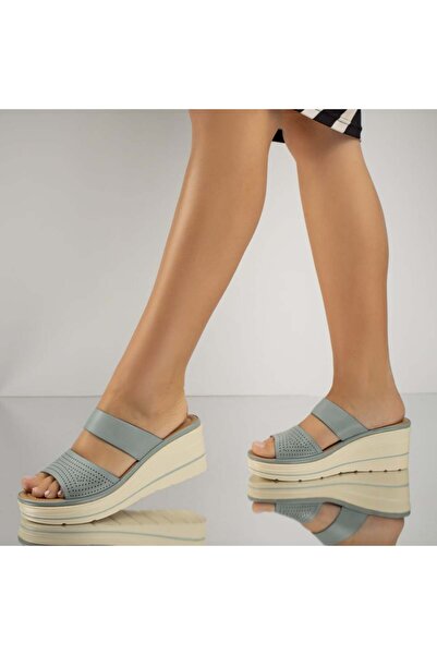 Modlet.ro Дамски сини ежедневни чехли на платформа MOD13841