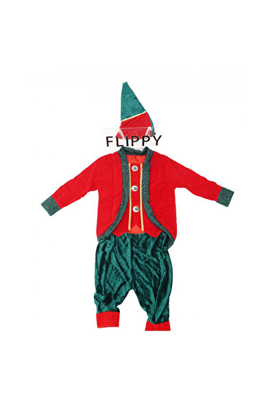 Flippy Christmas costume, Flippy, Elf, red-green, 7 - 9 years, velvet