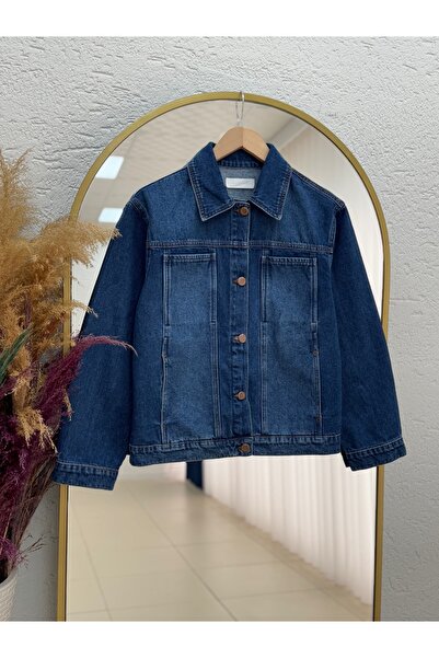 BENAHOLL سترة جينز قصيرة من نينوفا مع جيب طويل - XE6152 بلون الدنيم