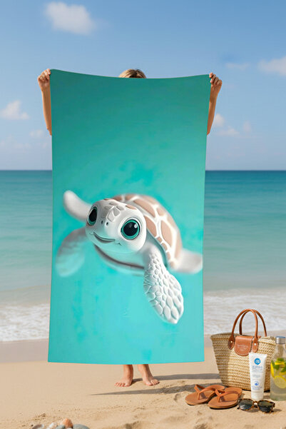 BETHA Turtle Printed Cotton Beach Towel – Patterned Design – 75X150 cm