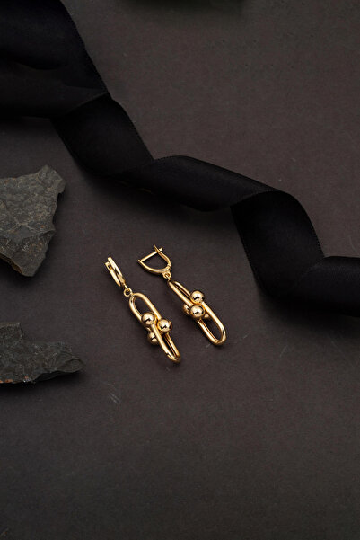 Bilezikci Tiffany Model Sarı Altın Sallantılı Küpe