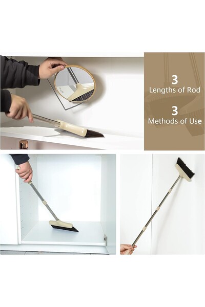 Flippy Set mătură și făraș, Flippy, Plastic/Oțel, Maro/Bej, Depozitare verticală, 26x25.5x83 cm