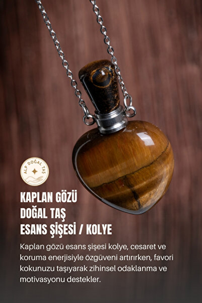 Alp Doğal Taş Sertifikalı Kaplan Gözü Doğal Taş Esans Şişesi / Kolye