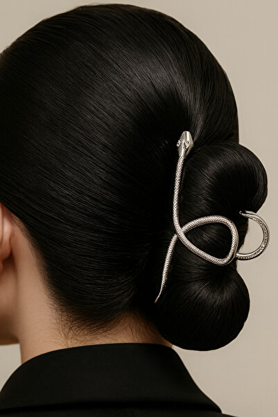 cityvision Silver Color Metal Snake Model 11 cm Luxury Hairpin