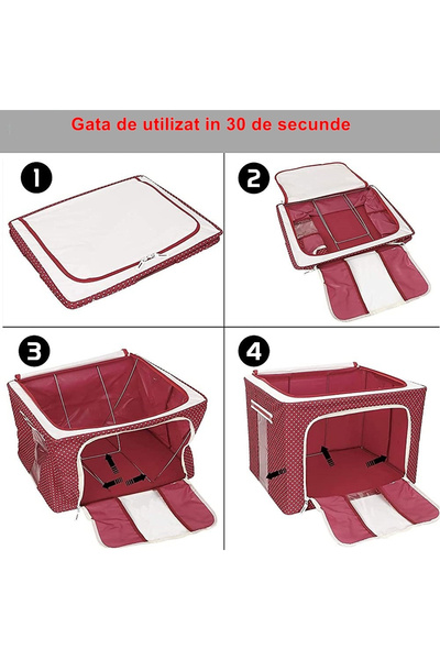 Flippy Cutie de depozitare pliabilă, cu fermoar, 100 L, textilă, 60x42x40 cm,...