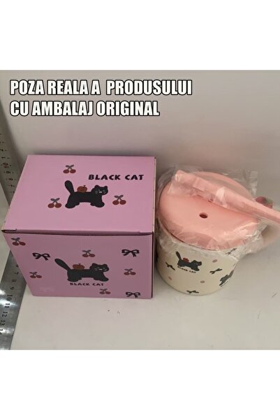 Flippy Ceramic Mug with Lid and Straw, Flippy, Pink Silicone Lid and Straw, 9x8.5 cm, Capacity 380ml