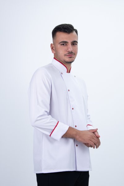 Das Uniform Buttoned Piping Chef Shirt Cook Uniform Chef Cook Uniform
