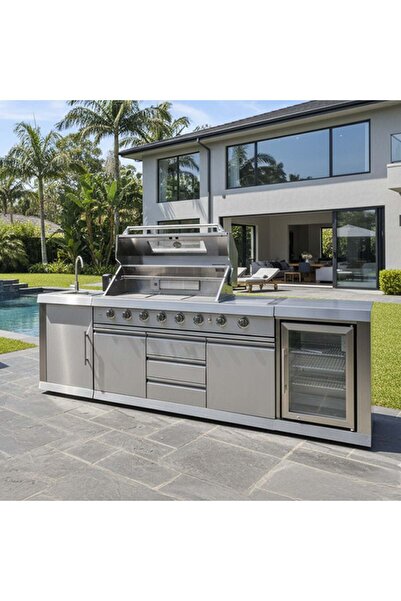 Danube Home Deluxe BBQ Kitchen – Stylish Modular Outdoor Cooking Station in Stainless Steel for Garden & Patio