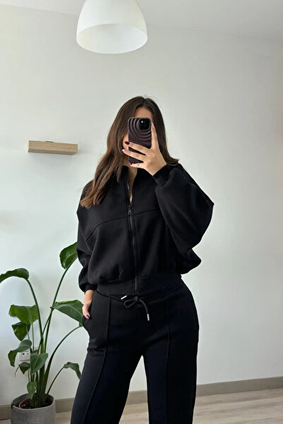 YAKAMEL Women's 3-Ply Sharded Bomber Jacket Tracksuit Set