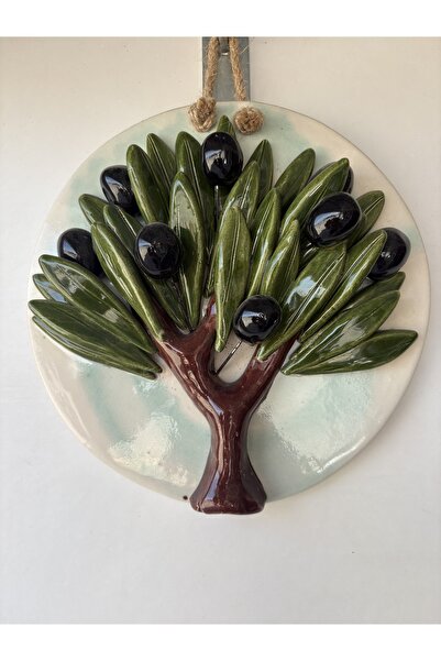 cemfa Seramik El Yapımı Zeytin Ağacı Figürü Duvar Balkon Bahçe Süsü