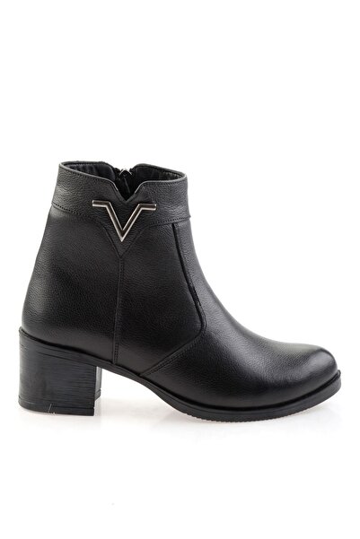 Bambi Siyah Hakiki Deri Kadın Bot & Bootie K02286701303