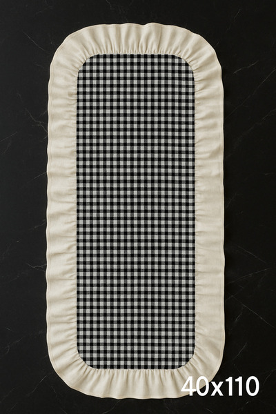 Belomia Home Collection Pötikareli Zefir Kumaş Fırfır Detaylı Runner 40x110 c...