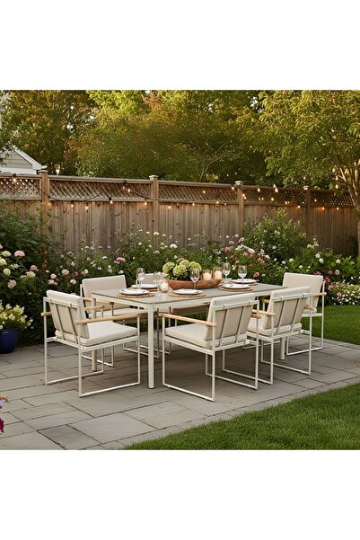 Danube Home Tuxedo 1+6 Seater Outdoor Dining Set | 7 pc Water-Resistant Patio...