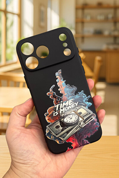 Vip Case iPhone 17 Pro Uyumlu TIME IS MONEY Silikon Darbe Emici Klasik Koruma...