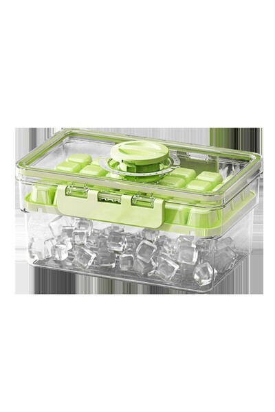 easybox Flippy Ice Tray, Single Layer, Airtight Closure, PP+PET, 19 x 12 x 9.5 cm, Green