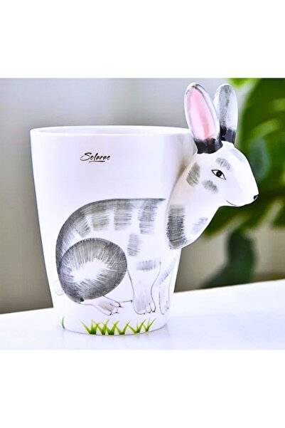 solarae Animal 3D Shape Hand Painted Ceramic Coffee Mugs w/ Printed Animal Ch...