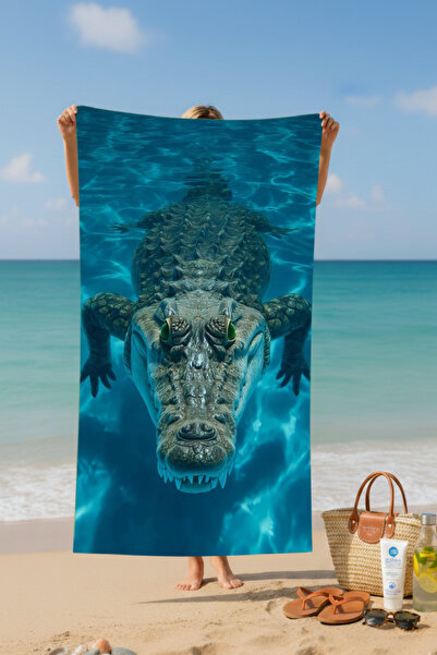 BETHA Crocodile Printed Cotton Beach Towel – Patterned Design – 75X150 cm