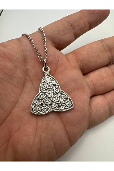 Herşey Nota Sun Moon and Star Motif Triangle Model Unisex Necklace – Gothic, Mystic Design with 60 cm Chain