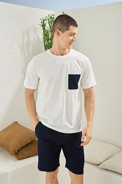 KLY PİJAMA Kly 5046 Men's Cotton Tracksuit Pajama Shorts Set 6-Piece Boxed Dowry Set