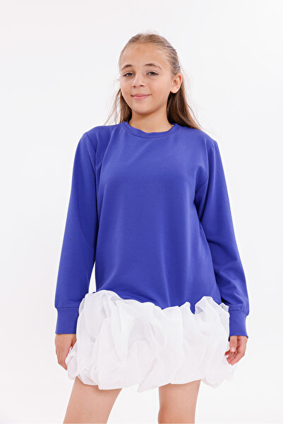 EYLÜL ELİF BUTİK Rochie pentru fetiță cu detaliu din tul sportiv