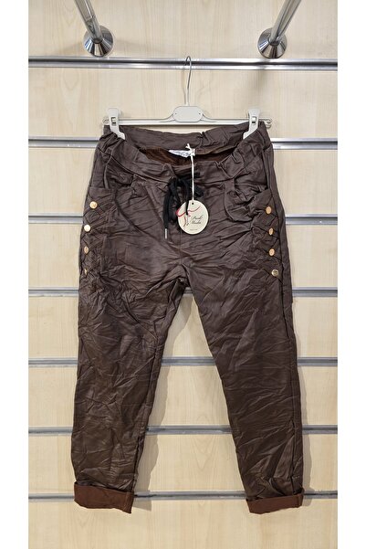 Park Moda İtalyan Deri Görünümlü Pantolon Zımba Detaylı