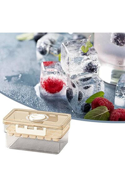 Flippy Ice Tray, Single Layer, Airtight Closure, PP+PET, 19 x 12 x 9.5 cm, Beige