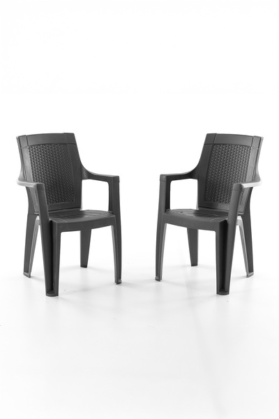 Evdemo Efes 2'li Rattan Sandalye Siyah