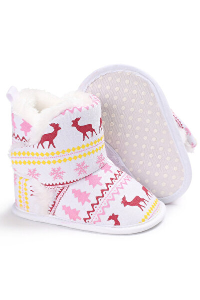 Superbaby White reindeer-printed boots