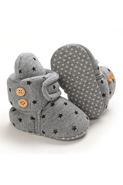Superbaby Gray ankle boots with black stars and buttons