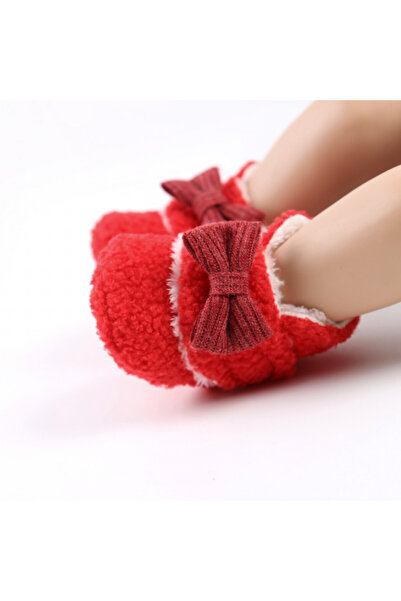 Bebelul Red ankle boots with bow