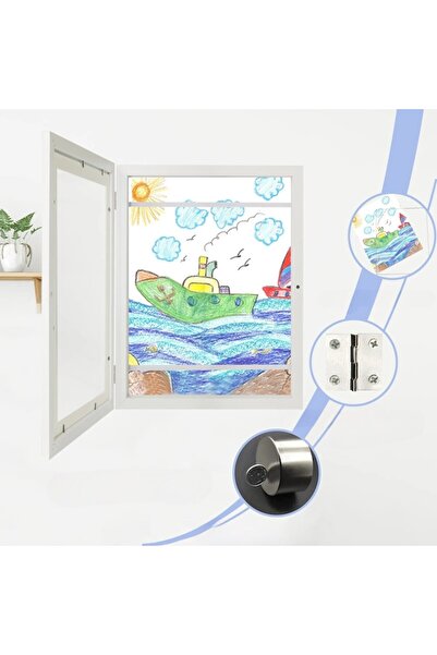 GOLD MARKET Photo Frame MDF Wood with Storage Space A4 and Tempered Glass – Elegant White