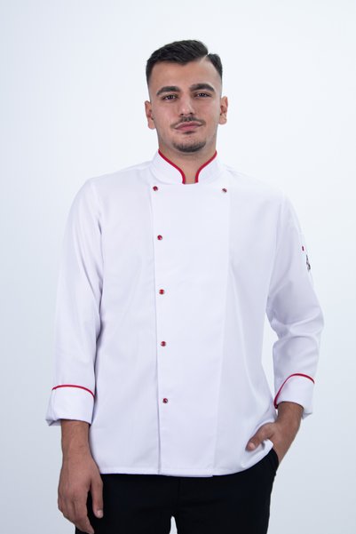 Das Uniform Buttoned Piping Chef Shirt Cook Uniform Chef Cook Uniform