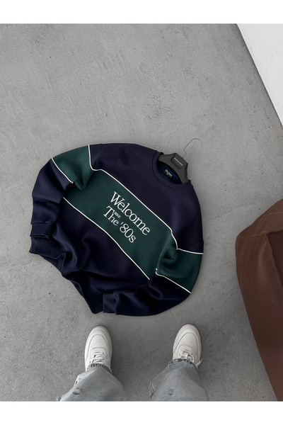 BYBASICMAN Koyu Yeşil Welcome Nakışlı Sweatshirt PM-09